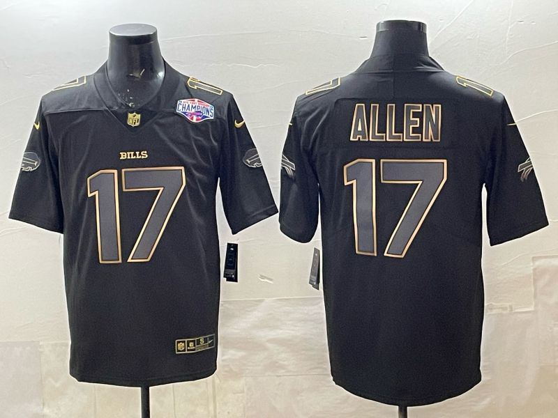 Men 2025 Buffalo Bills #17 Allen black gold  Nike Limited NFL Jersey 01